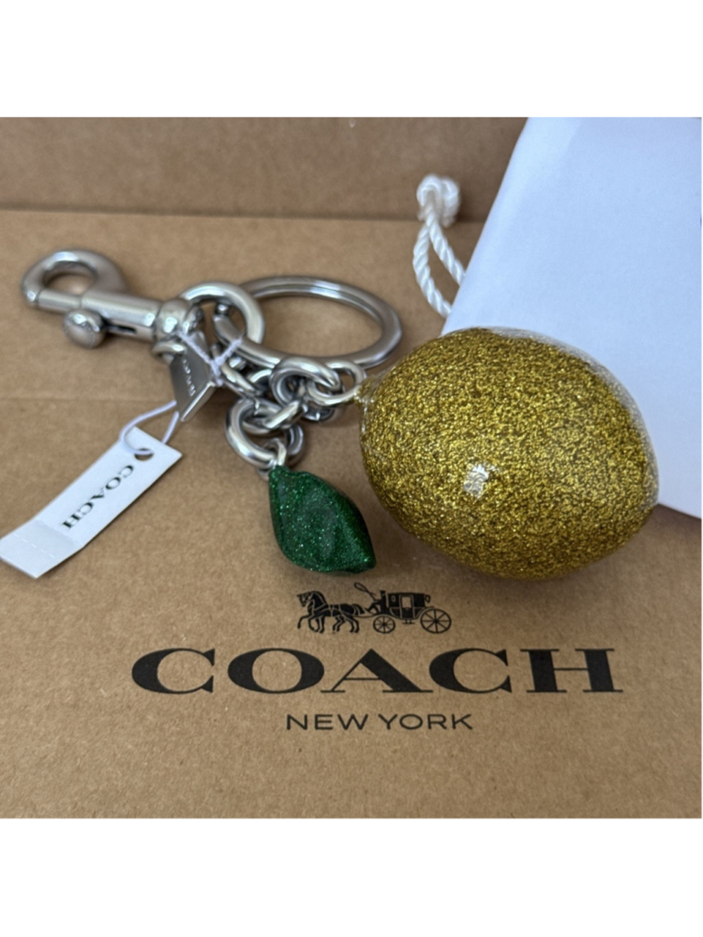 Coach Lemon Bag Charm CAO52 Garden Glade Dusty & Box NWT Key Chain